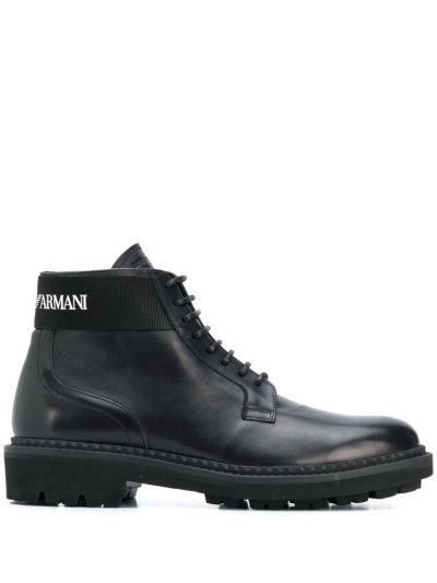 Armani Emporio Spitze Up Stiefel Herren Schwarz | TKD4JJI7