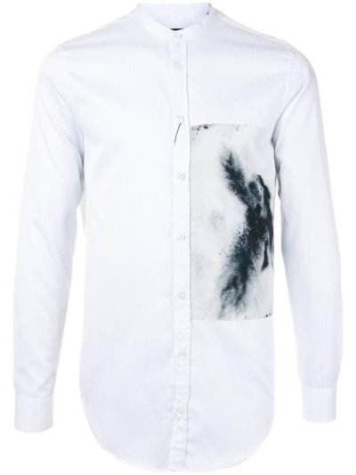 Armani Emporio Sprayed Detail Hemd Herren Weiß | HSBGEI52