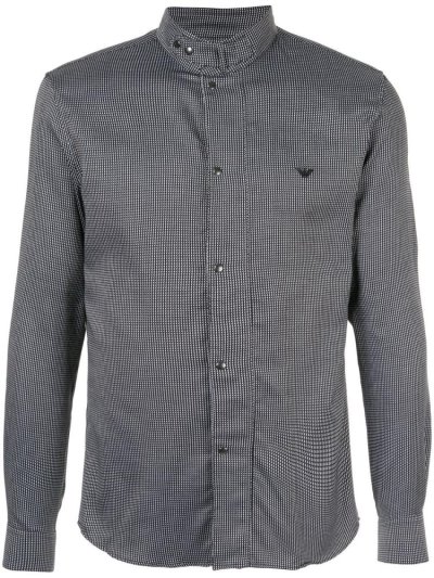 Armani Emporio Stand Up Collar Hemd Herren Schwarz | U55Y3OXC
