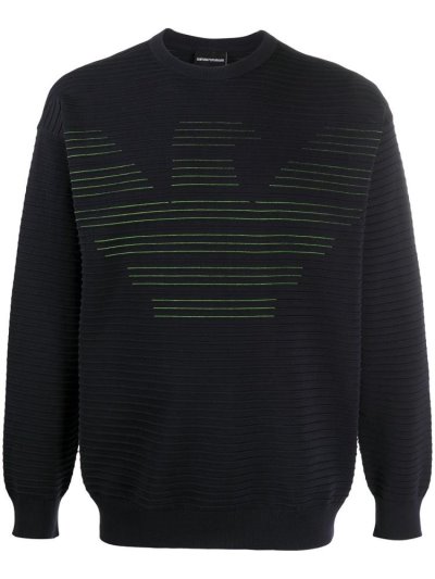 Armani Emporio Stitched Logo Jumper Herren Blau | CSRP4C28
