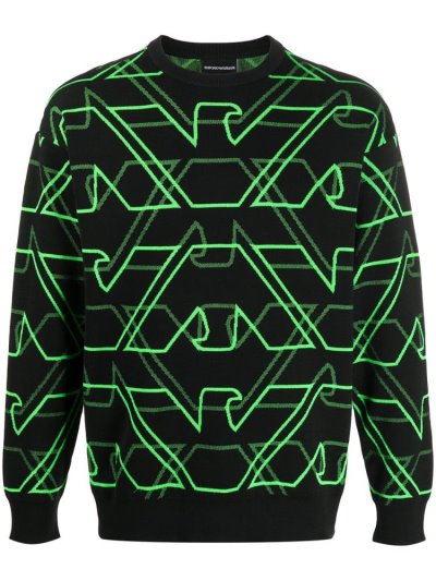 Armani Emporio Stitched Logo Jumper Herren Schwarz | D1U8T8UX