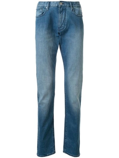 Armani Emporio Stonewashed Slim Fit Jeans Herren Blau | FSQY1EN1