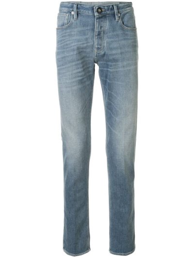 Armani Emporio Stonewashed Straight Leg Jeans Herren Blau | 17ASHHZE