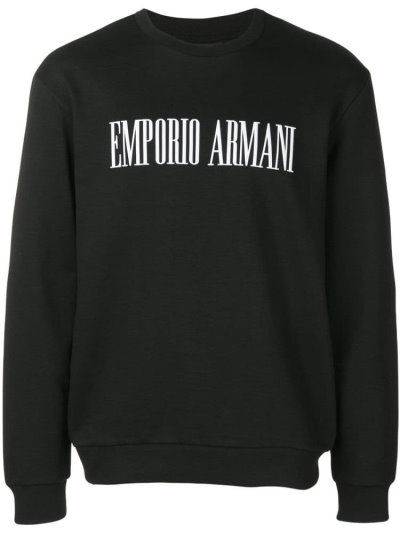 Armani Emporio Stop Wishing, Start Doing Sweatshirts Herren Schwarz | 0BO9TPFN