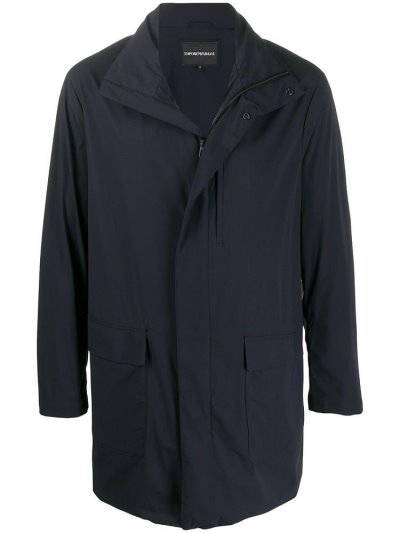 Armani Emporio Straight Fit Raincoat Mäntel Herren Blau | IGNO1WPV