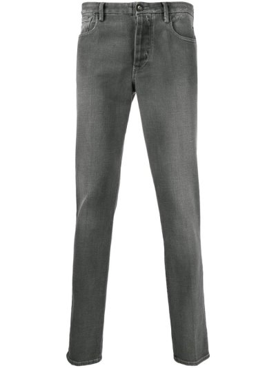 Armani Emporio Straight Leg Distressed Effect Jeans Herren Grau | HCJA814F