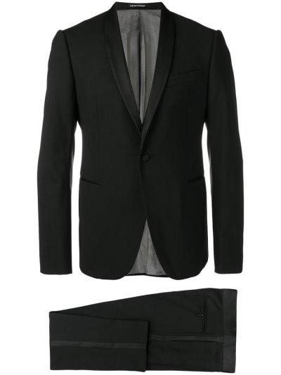 Armani Emporio Stretch Wool Tuxedo Anzüge Herren Schwarz | JZB0BPJV