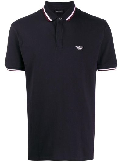 Armani Emporio Stripe Trim Polo Hemd Herren Blau | V8SY5VP9