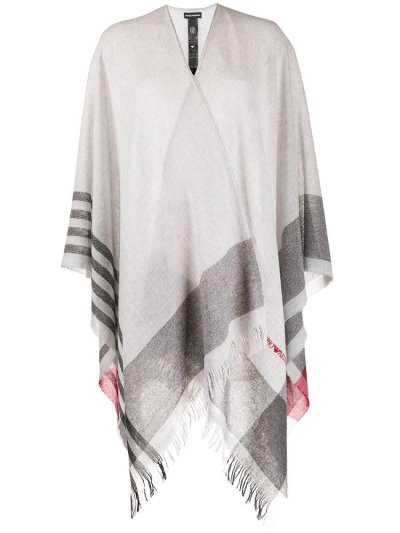 Armani Emporio Striped Asymmetric Poncho Mäntel Damen Grau | CG7F2773