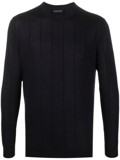 Armani Emporio Striped Crew Neck Jumper Herren Blau | 0N3P3QJ7