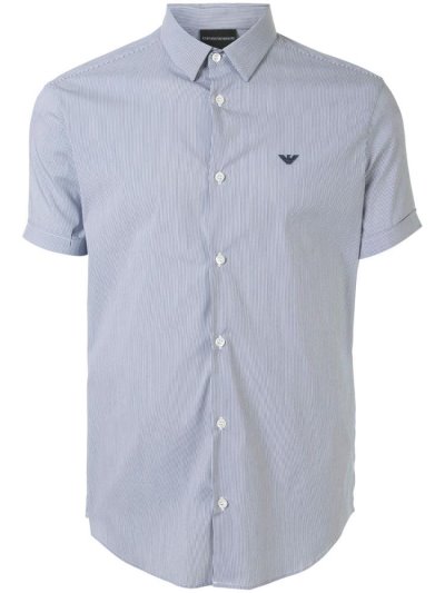 Armani Emporio Striped Klassische Hemd Herren Blau | CF6I54F5