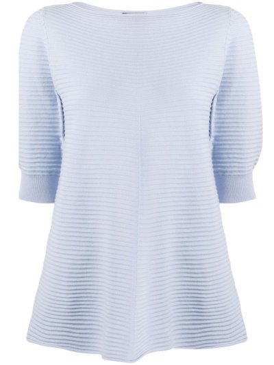 Armani Emporio Striped Knit Oberteile Damen Blau | JQCD320R
