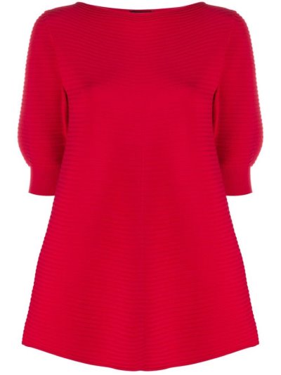 Armani Emporio Striped Knit Oberteile Damen Rot | U2XV13DH