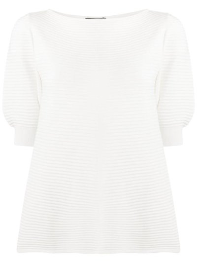 Armani Emporio Striped Knit Oberteile Damen Weiß | YH6J0UP4
