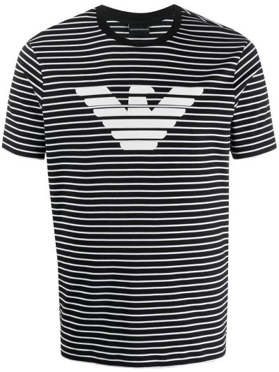 Armani Emporio Striped Logo Print Bomberjacke Herren Schwarz | NXZM4L2U