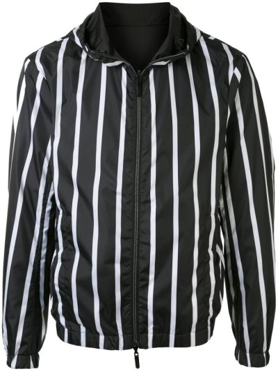 Armani Emporio Striped Mit Kapuze Jacke Herren Schwarz Weiß | 89FTWJ8J