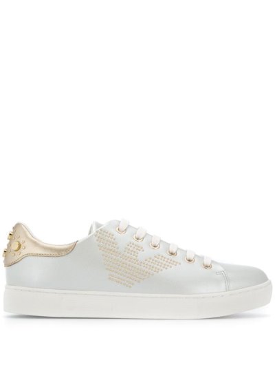 Armani Emporio Studded Logo Sneakers Damen Weiß | WBRHZBT9