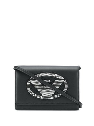 Armani Emporio Studded Logo crossbody taschen Damen Schwarz | 57LZ1V2P