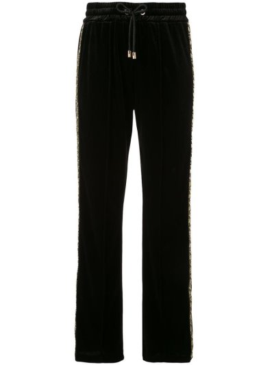 Armani Emporio Textured Glitter Detail Track Hose Damen Schwarz Gold | XHGUW73Z