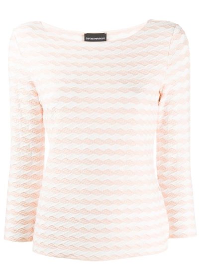 Armani Emporio Textured Jersey Jumper Damen Weiß | ZZCBONK5