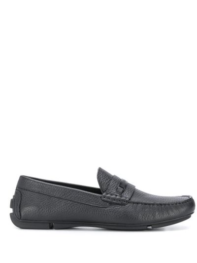 Armani Emporio Textured Logo Plaque Loafers Herren Schwarz | 0LZ5ZPZL