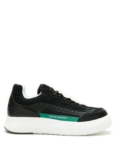 Armani Emporio Textured Logo Sneakers Herren Schwarz Weiß | RWSSIEK5