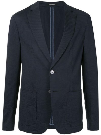 Armani Emporio Textured Square Patterned Blazer Herren Blau | CPY2AR90