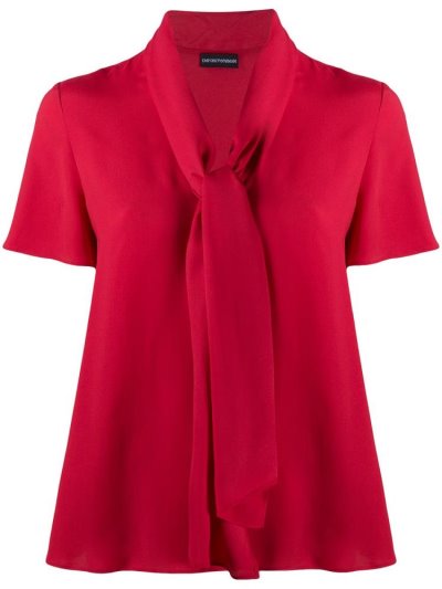 Armani Emporio Tie Neck Bluse Damen Rot | BU8NIPEU