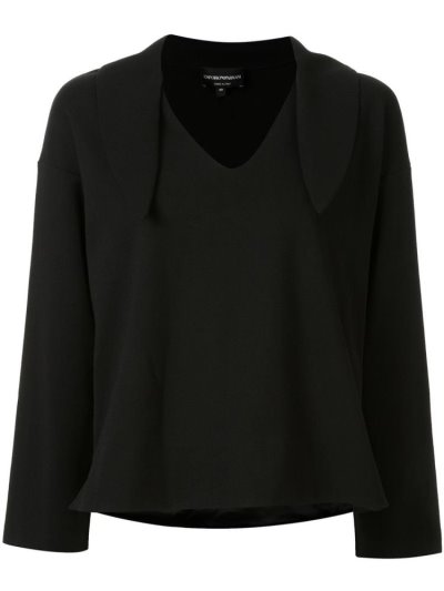 Armani Emporio Tied Neck Jumper Damen Schwarz | 431A5KMN