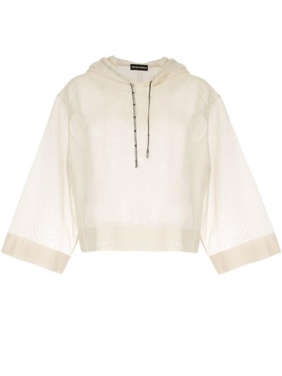 Armani Emporio Transparent Mit Kapuze Crop Oberteile Damen Beige | 4PJKM5GU