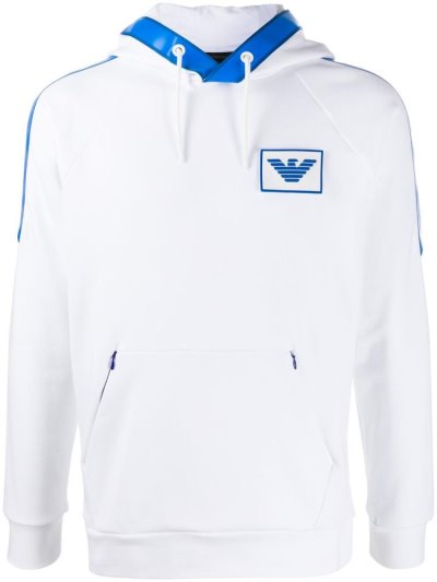 Armani Emporio Two Tone Logo Hoodie Herren Weiß | M2FXVUEE