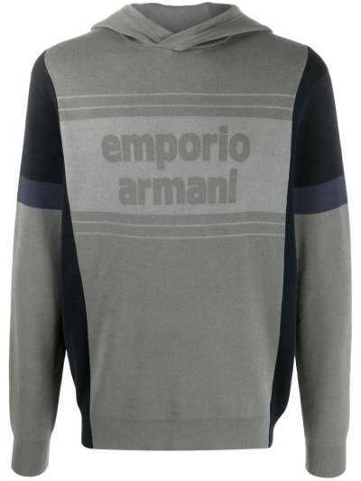Armani Emporio Two Tone Logo Hoodie Herren Grau | RXZVGR4Y