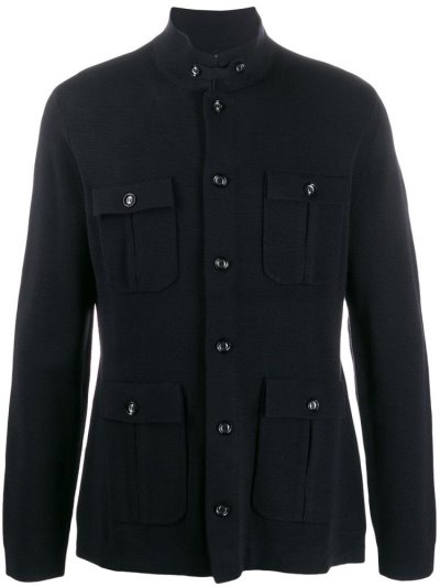 Armani Emporio Utility Button Up Jacke Herren Blau | 64DTE36H