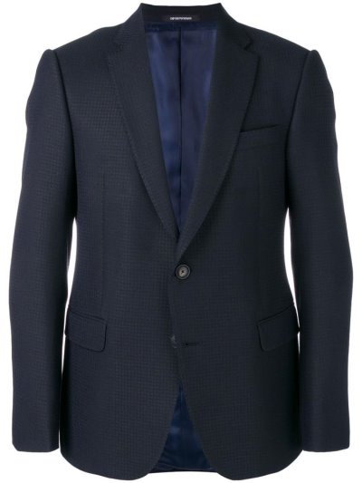 Armani Emporio Waffle Knit Stylen Suit Jacke Herren Blau Schwarz | SZAO7E4M