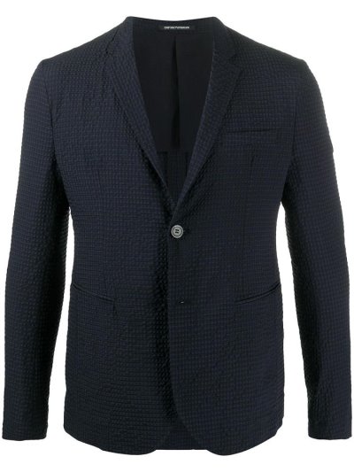 Armani Emporio Waffle Textured Single Breasted Blazer Herren Blau | N91XSSXW