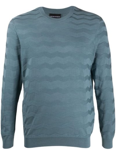 Armani Emporio Wave Knitted Jumper Herren Blau | NNFS7F3R