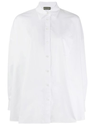 Armani Emporio Weite Hem Long Sleeve Hemd Damen Weiß | PM87CQE9