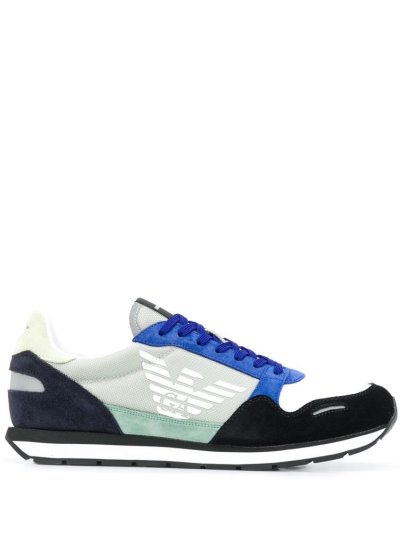 Armani Emporio Wildleder Panel Low Top Sneakers Herren Blau | D2WI0KG6