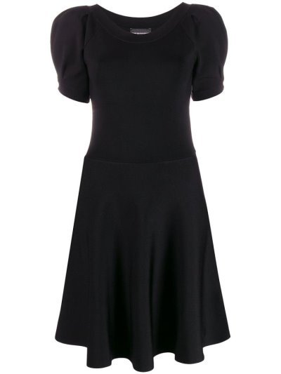 Armani Emporio Woven Puff Sleeve Kleider Damen Schwarz | 0R6PLUG9