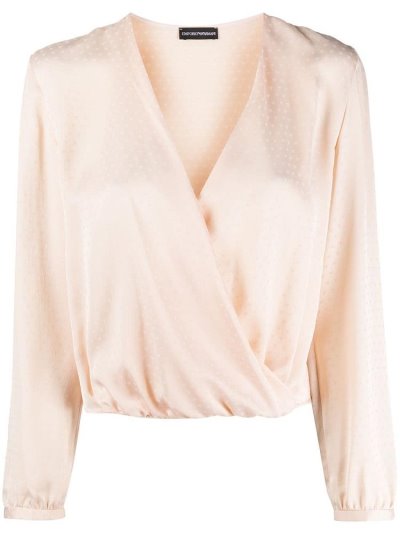 Armani Emporio Wrap Front Silk Bluse Damen Beige | 6PRMTIBP