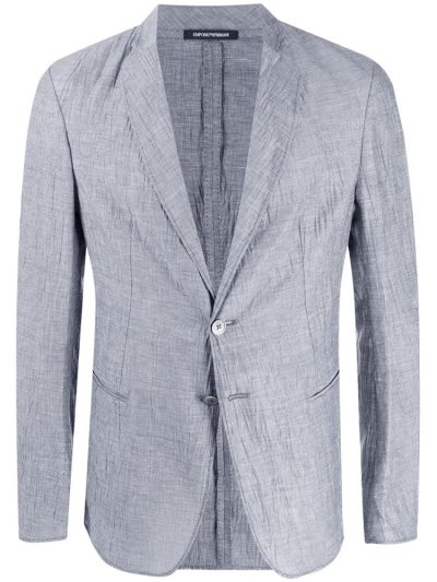Armani Emporio Wrinkled Micro Check Blazer Herren Blau | 605RN56B