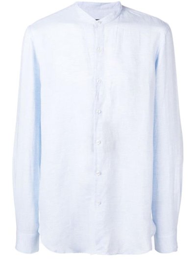 Giorgio Armani Band Collar Hemd Herren Blau | IBHTR8PY
