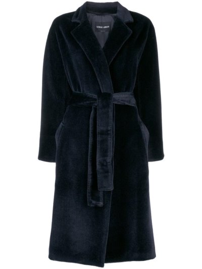 Giorgio Armani Belted Mäntel Damen Blau | 7ID2213I