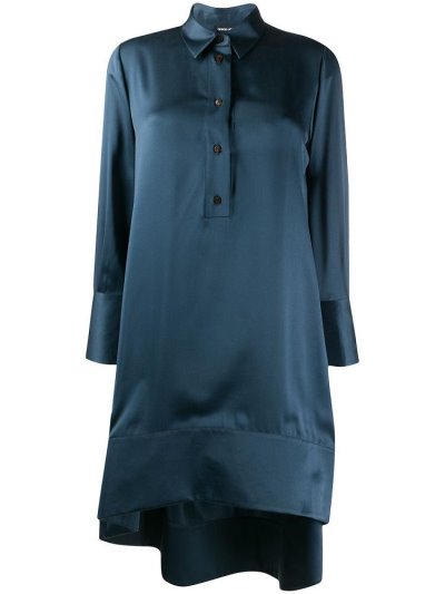 Giorgio Armani Button Down Silk Shift Kleider Kleider Damen Blau | ZS6R7EBE