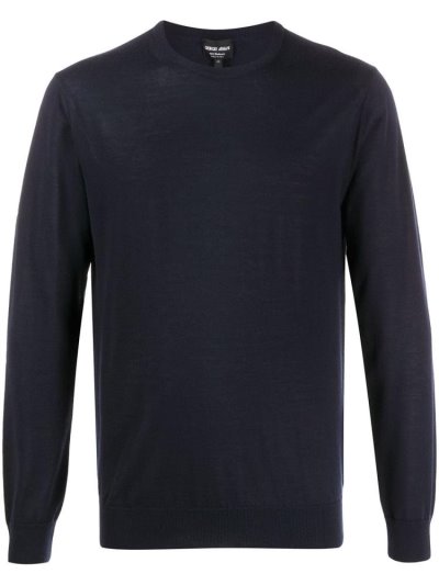 Giorgio Armani Cashmere Crew Neck Jumper Herren Blau | VJCYS8K1