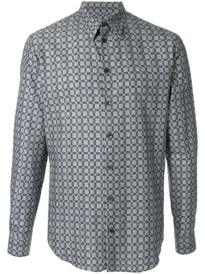 Giorgio Armani Check Print Hemd Herren Blau | LD1PH7K8
