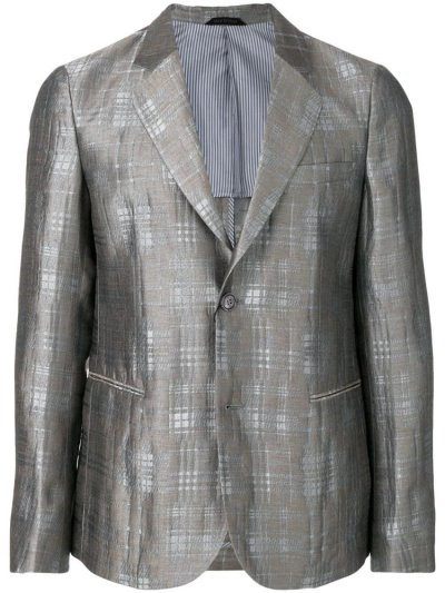 Giorgio Armani Checked Print Jacke Herren Grau | 7CW5MF5Q