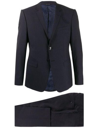 Giorgio Armani Checkered Single Breasted Anzüge Herren Blau | J5HDBAXW