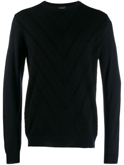 Giorgio Armani Chevron Knitted Jumper Herren Blau | ZHJ2B27U