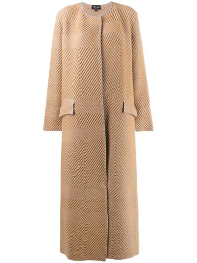 Giorgio Armani Chevron Midi Mäntel Damen Beige Grau | 6BUH5COX